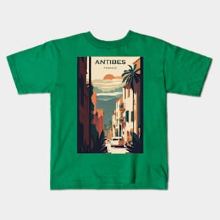 Antibes Streets Travel Poster Kids T-Shirt